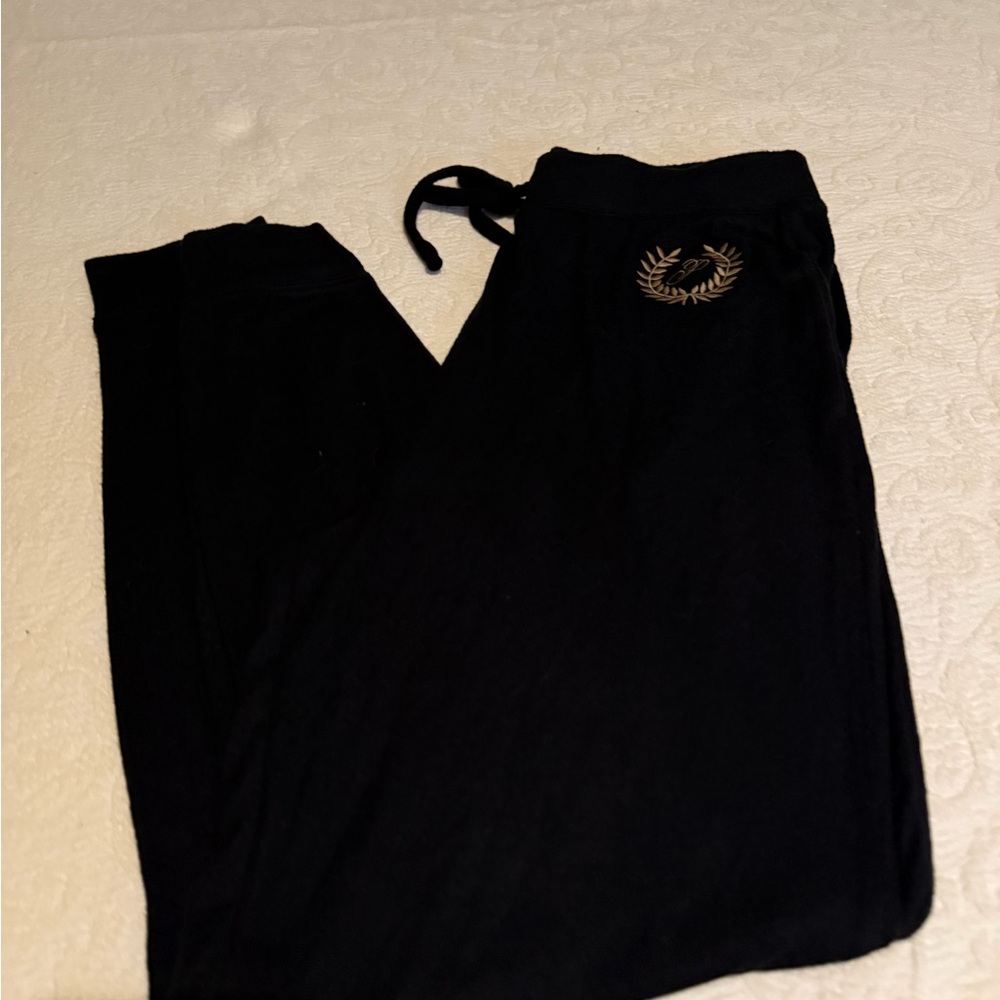 PINK Victoria's Secret Black Joggers with Gold Logo